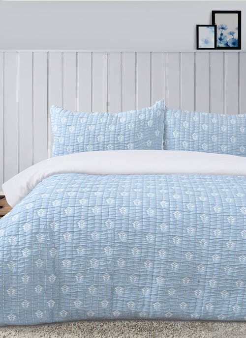 Leaf Jacquard Blue Duvet Set