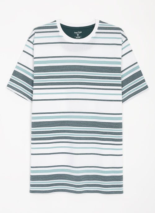 Pure Cotton Pique Multi Stripe T-Shirt