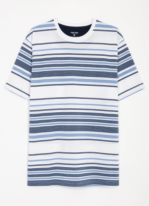 Pure Cotton Pique Multi Stripe T-Shirt