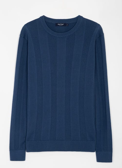 Cotton Rich Long Sleeve Textured Rib Crew Jumper