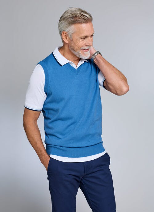 Fine Knit V Neck Sleeveless Jumper 