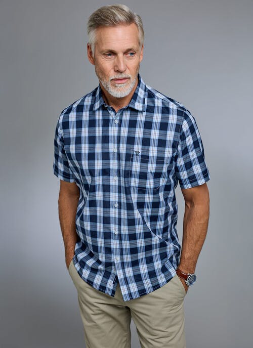 Essential Cotton Blend Short Sleeve Check Shirt