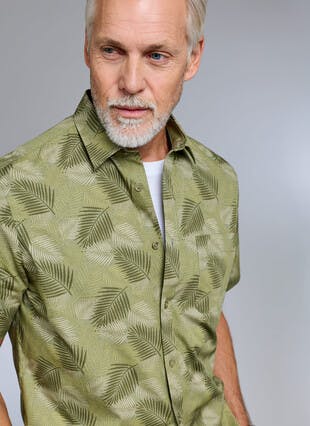 Pure Cotton Poplin Printed Short Sleeve Shirt