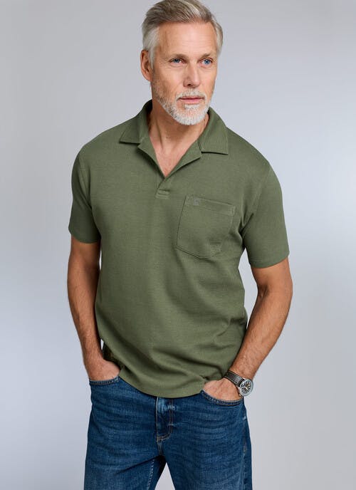 Pure Cotton Mini Waffle Revere Collar Polo Shirt