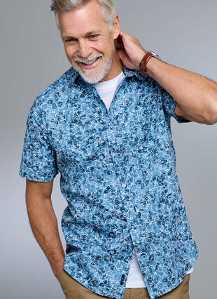 Pure Cotton Poplin Printed Short Sleeve Shirt