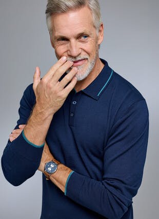 Cotton Rich Long Sleeve Tipped Knitted Polo Shirt