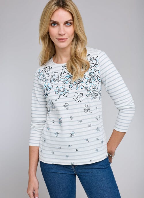 Pure Cotton Striped Embellished Top