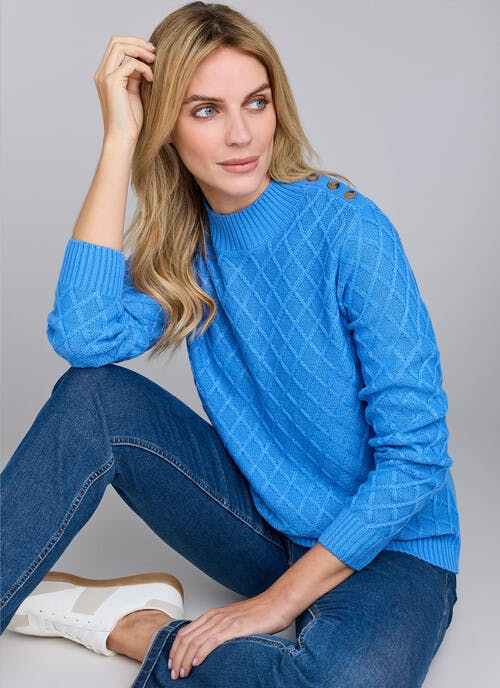 Button Detail Turtle Neck Jumper