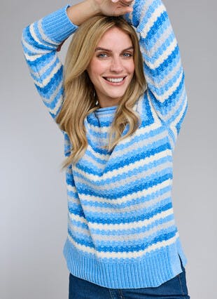 Chenille Striped Crew Neck Jumper