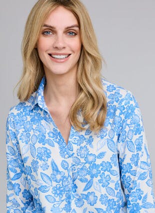 Pop Over  Collared Print Blouse