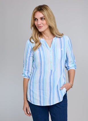 Pure Cotton Textured Stripe Blouse 