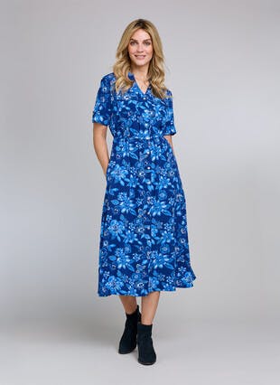 Mandarin Collar Print Dress
