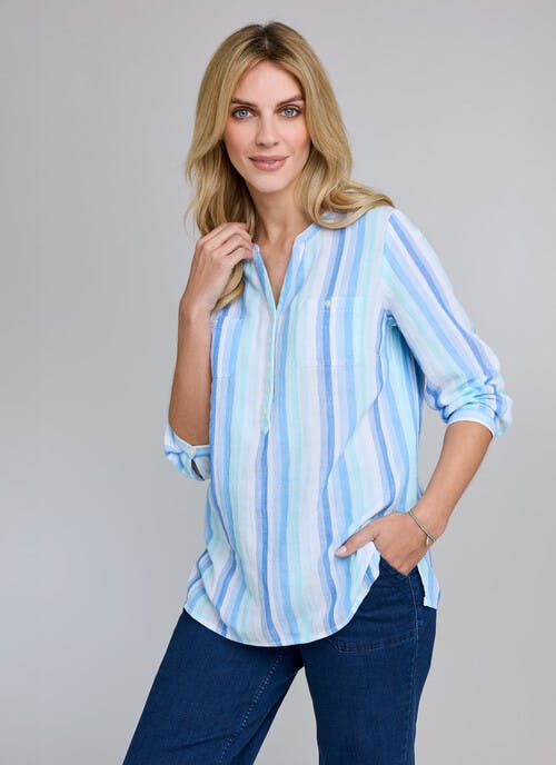 Pure Cotton Textured Stripe Blouse 