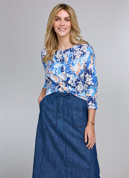 Pure Cotton Printed Crew Neck Top