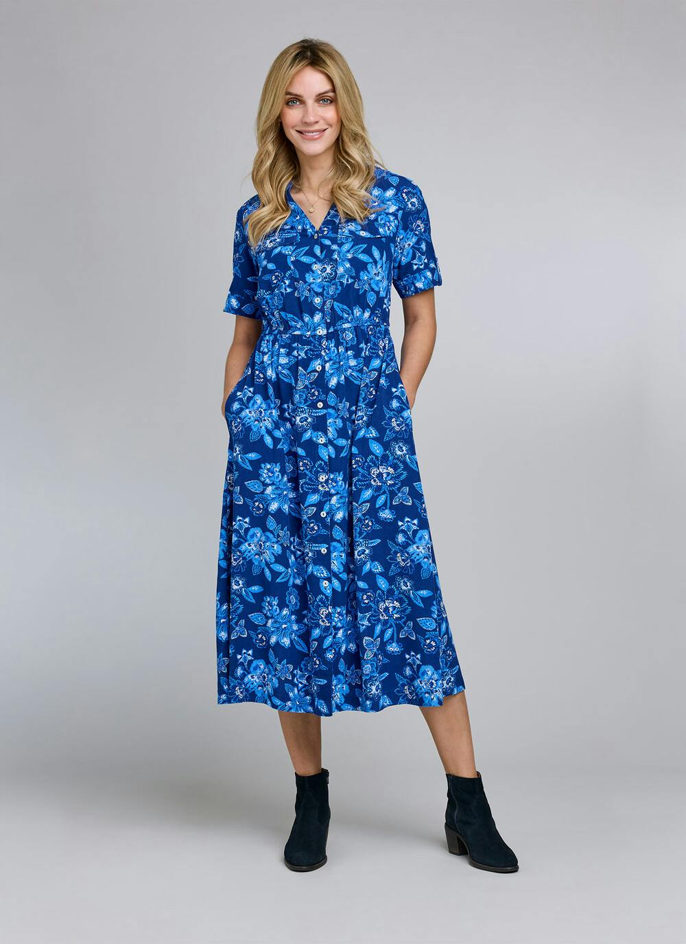 Trend4us Star Print Mandarin Collar Mini Dress