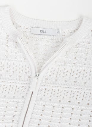 Pure Cotton Crew Neck Pointelle Cardigan