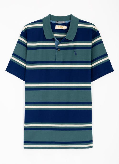 Pure Cotton Rugby Block Stripe Polo Shirt