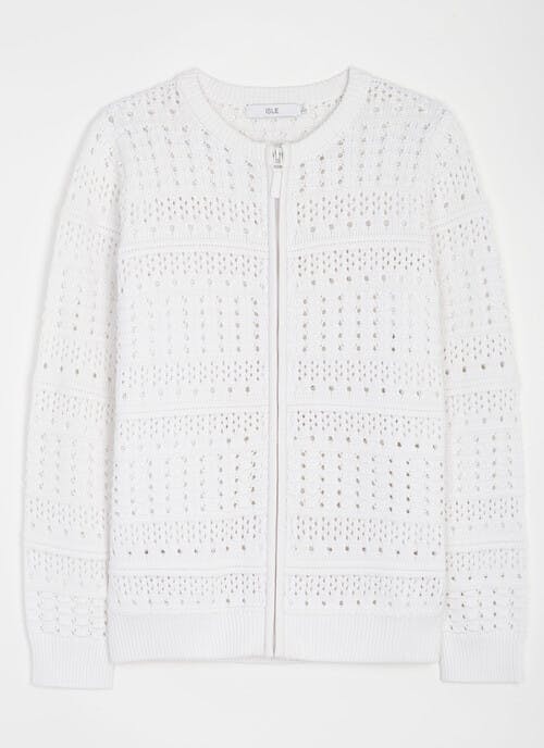 Pure Cotton Crew Neck Pointelle Cardigan