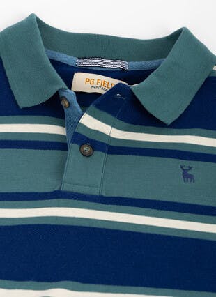 Pure Cotton Rugby Block Stripe Polo Shirt