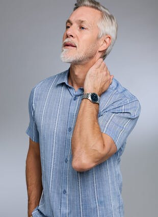 Pure Cotton Embroidered Stripe Short Sleeve Shirt