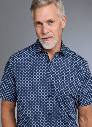 Pure Cotton Poplin Printed Short Sleeve Shirt