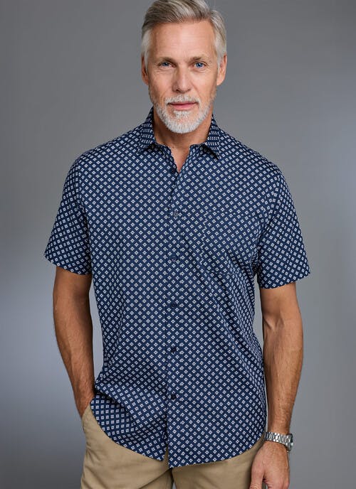Pure Cotton Poplin Printed Short Sleeve Shirt