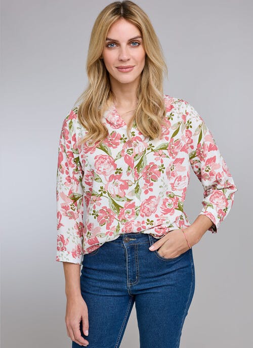 Pop Over Mandarin Print Blouse 