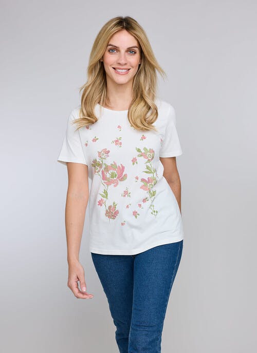 Cotton Rich Placement Print Sparkle Top