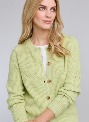 Ribbed Crew Neck Cardigan