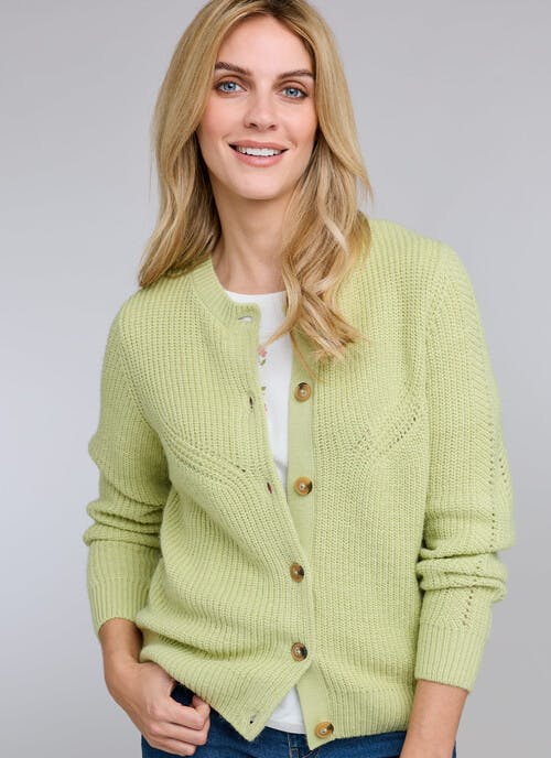 Ribbed Crew Neck Cardigan