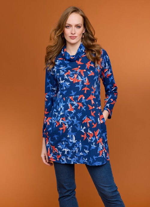 Brushed Printed Button Tunic 