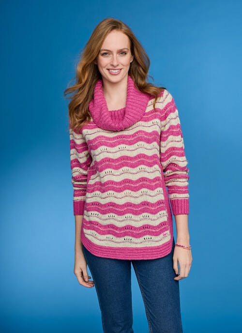 Cowl Neck Patterned Jumper