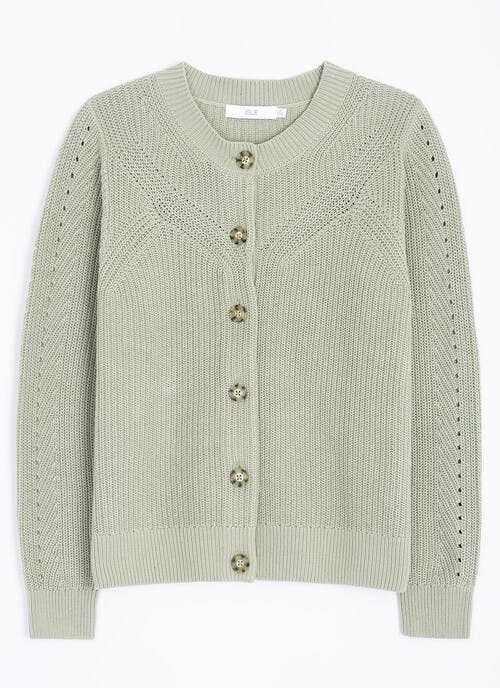 Pure Cotton Crew Neck Textured Cardigan