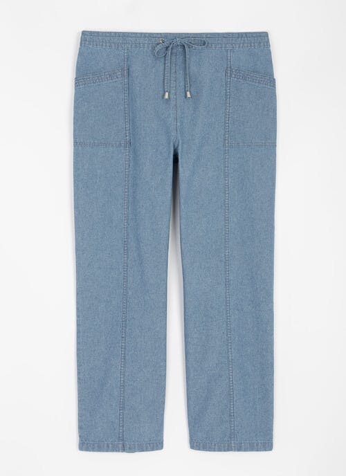 Pure Cotton Chambray Crop Trouser