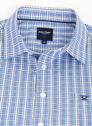 Cotton Blend Short Sleeve Check Shirt
