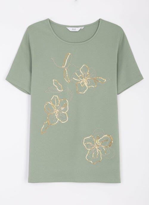 Pure Cotton Floral Sequin Top