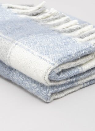 Boucle Check Blue Throw