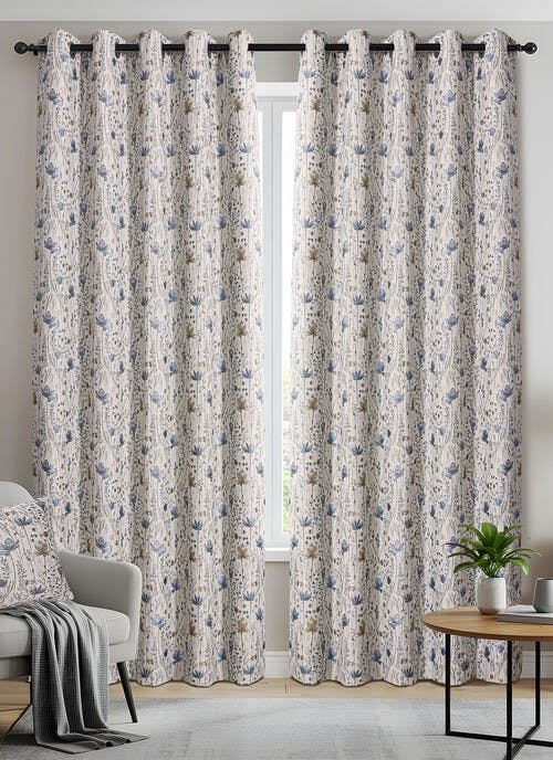 Floral Jacquard Natural Curtains
