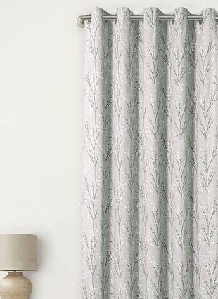 Willow Printed Cotton Grey Curtains