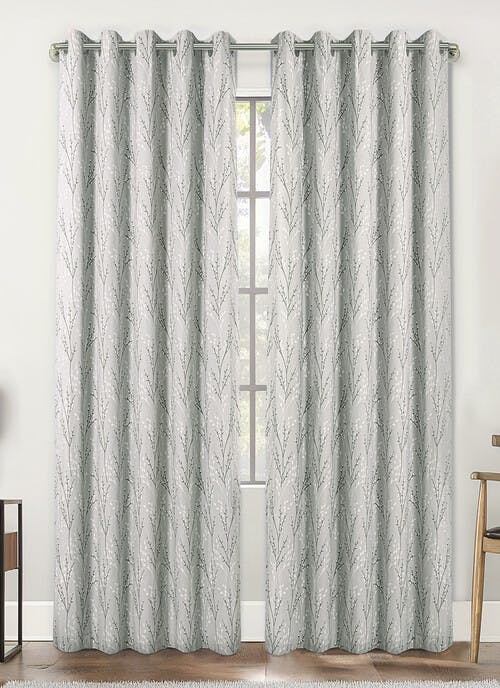 Willow Printed Cotton Grey Curtains