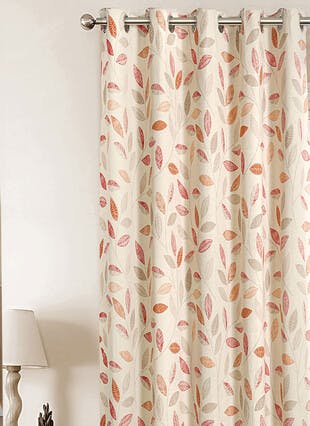 Leaf Printed Cotton Natural Curtains