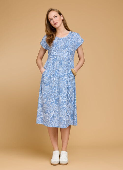 Pure Cotton Jersey Print Midi Dress