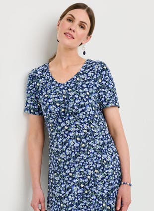 Short Sleeve Jersey Print Dress