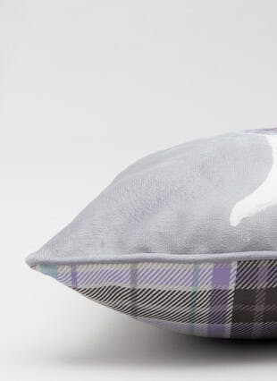 Hadley The Highland Cow Printed Velvet Grey Cushion