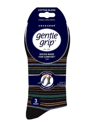 3pk Cotton Rich Fine Stripe Socks