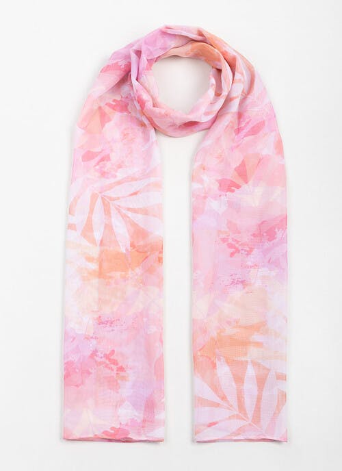 Lightweight Palm Leaf Print Scarf