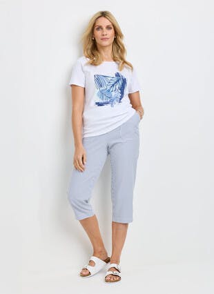 Seersucker Stripe Crop Trousers