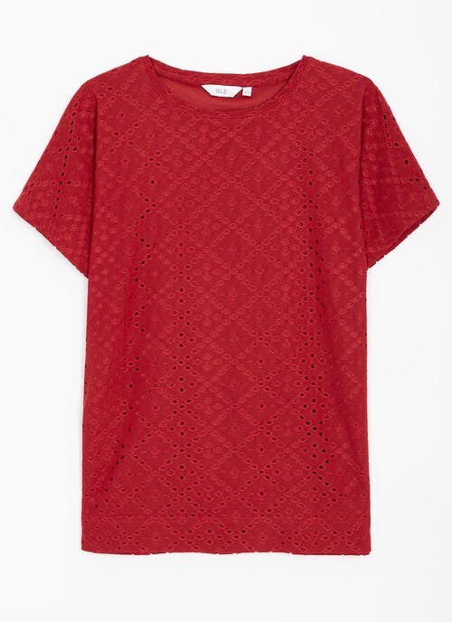 Broderie Anglaise Crew Neck Top