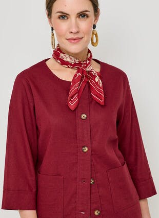 Linen Rich Round Neck Jacket