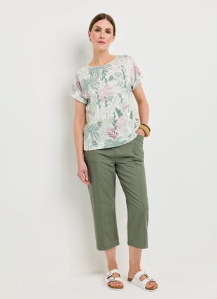 Pure Cotton Chambray Crop Trouser